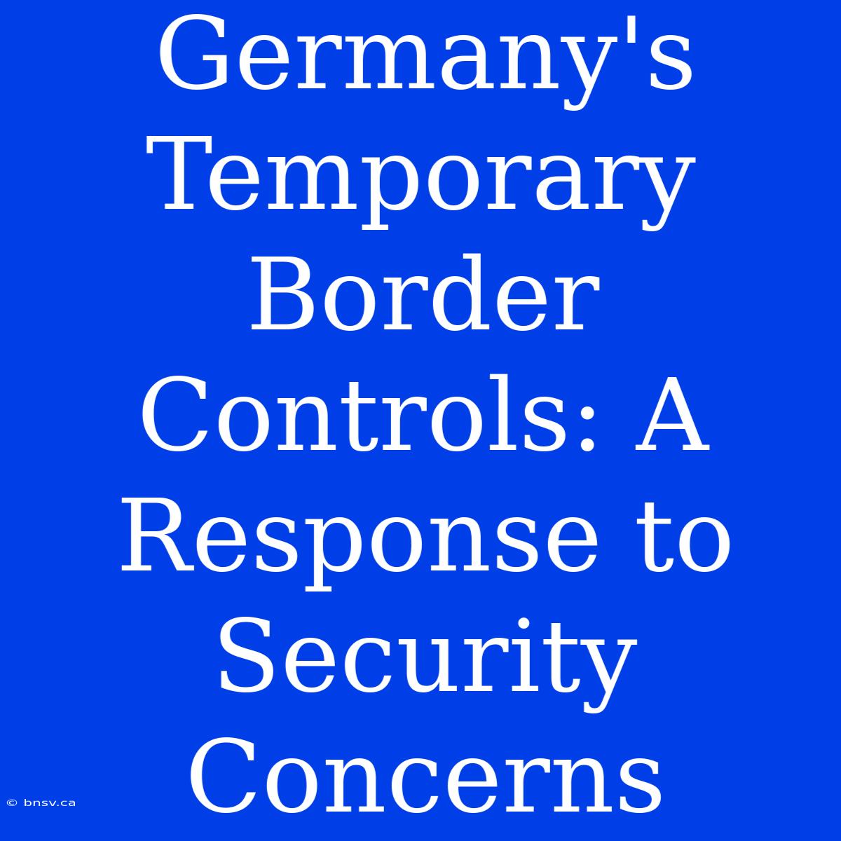 Germany's Temporary Border Controls: A Response To Security Concerns