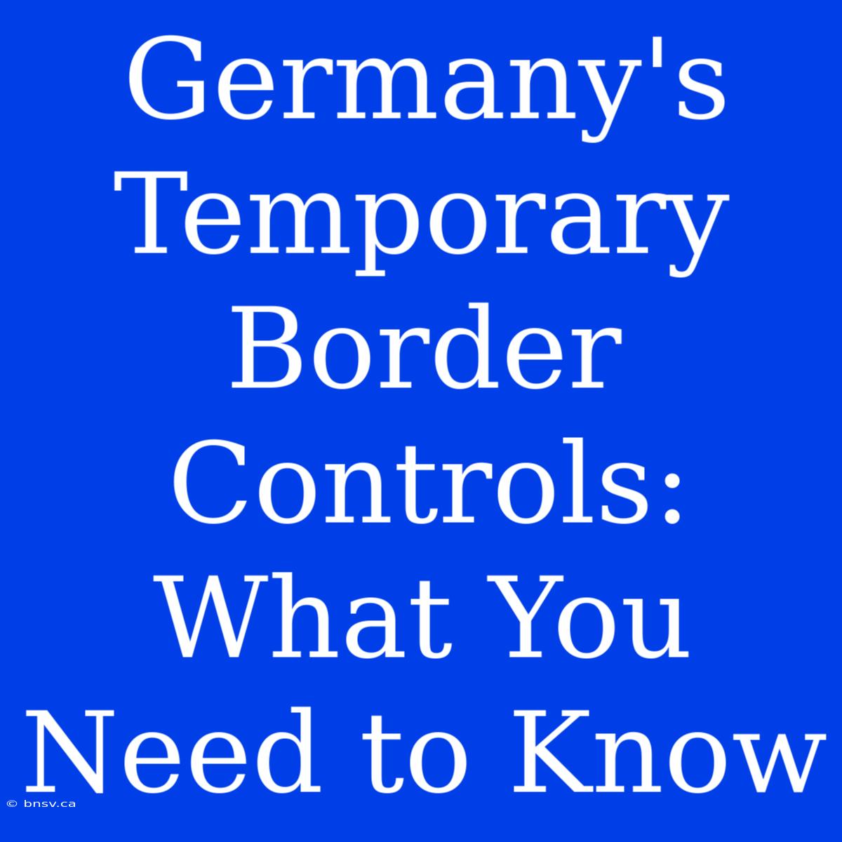 Germany's Temporary Border Controls: What You Need To Know