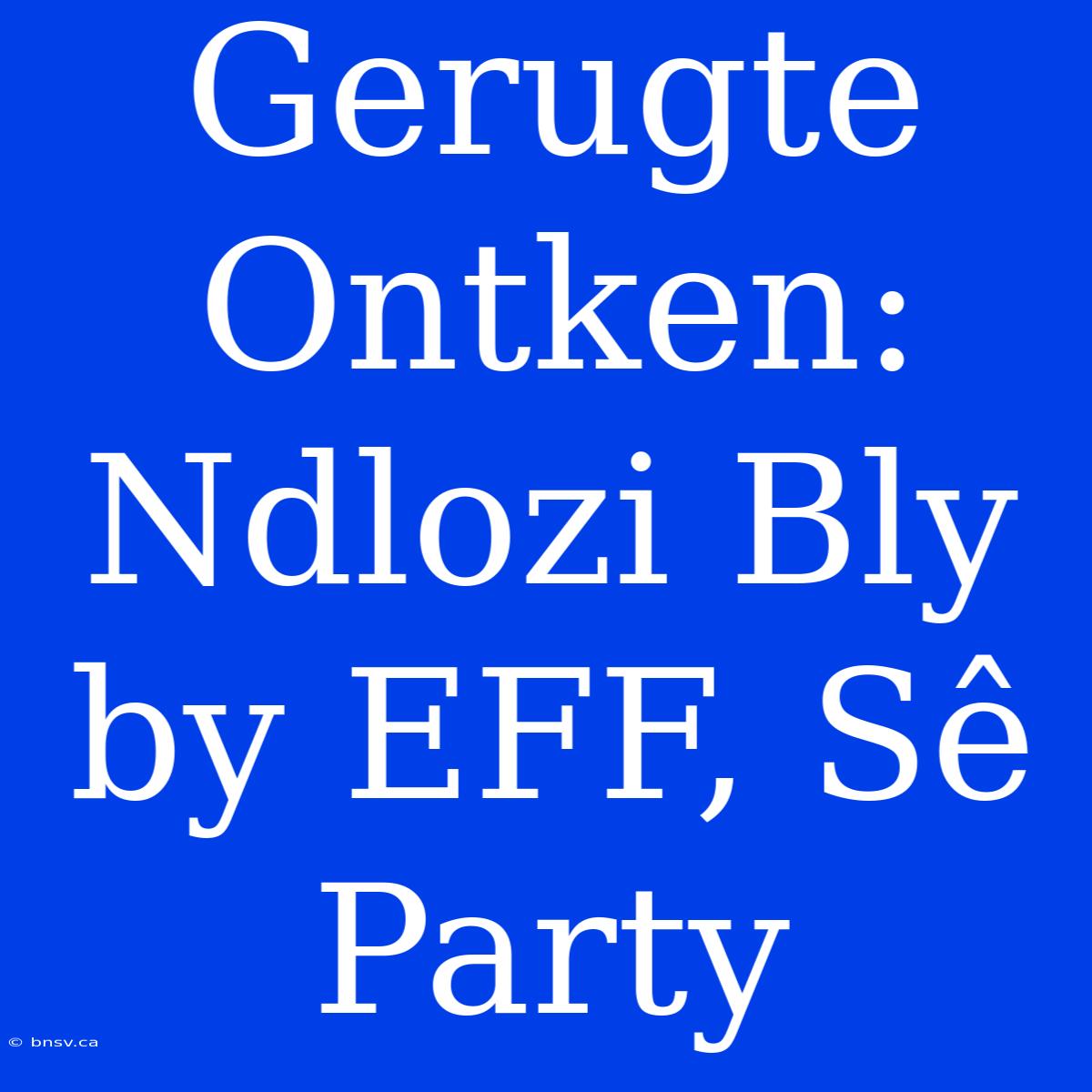 Gerugte Ontken: Ndlozi Bly By EFF, Sê Party