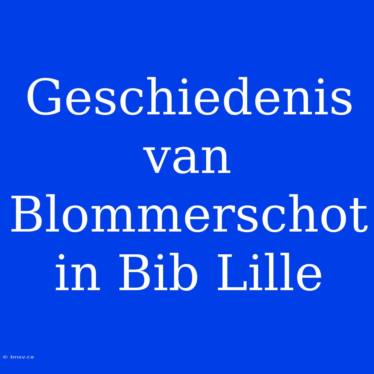 Geschiedenis Van Blommerschot In Bib Lille