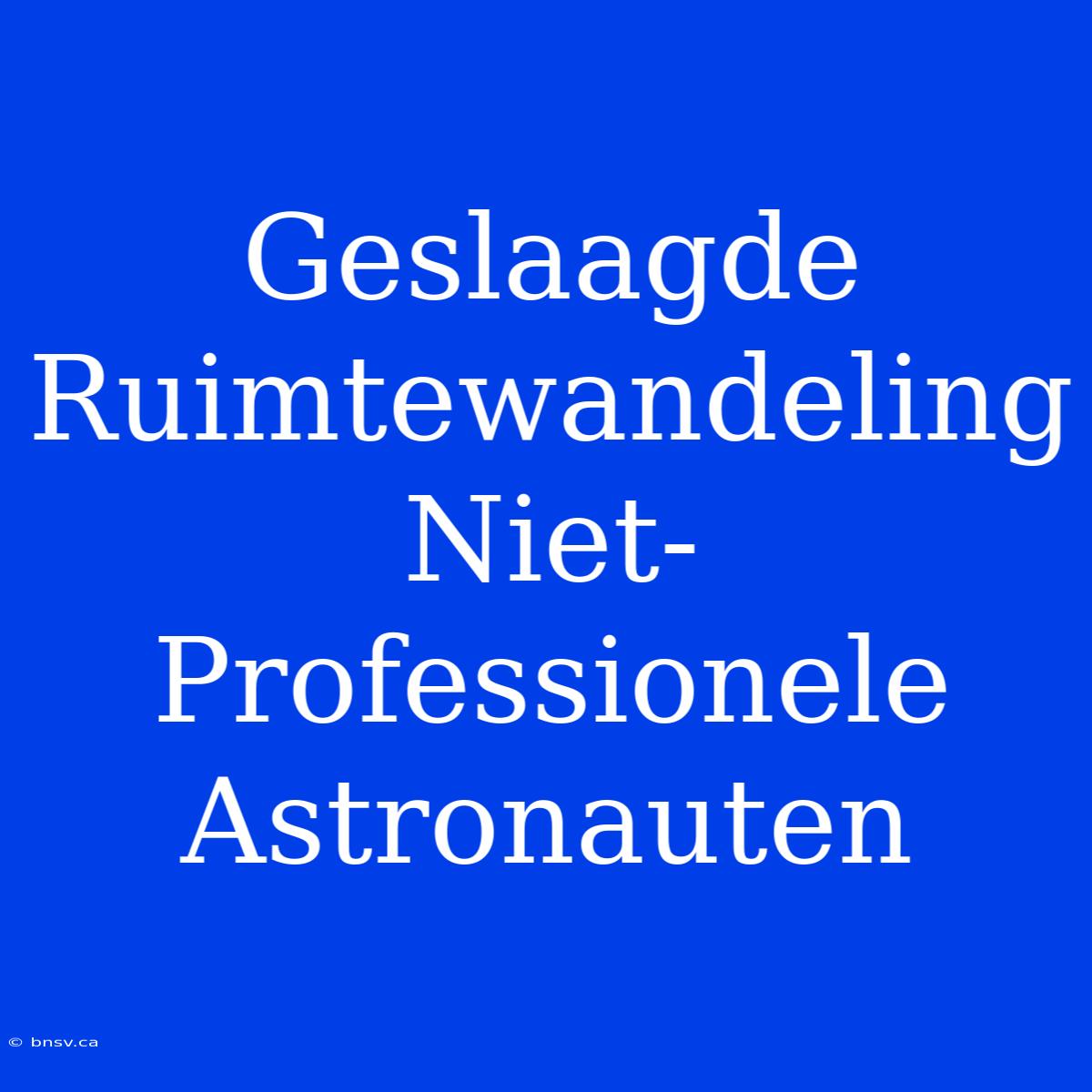 Geslaagde Ruimtewandeling Niet-Professionele Astronauten