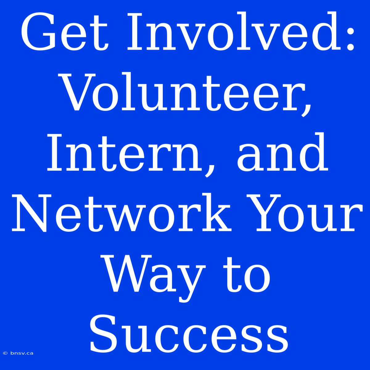 Get Involved: Volunteer, Intern, And Network Your Way To Success