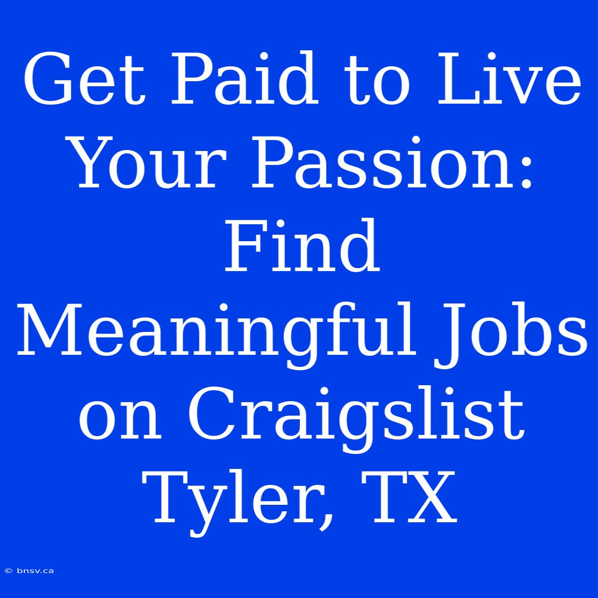 Get Paid To Live Your Passion: Find Meaningful Jobs On Craigslist Tyler, TX