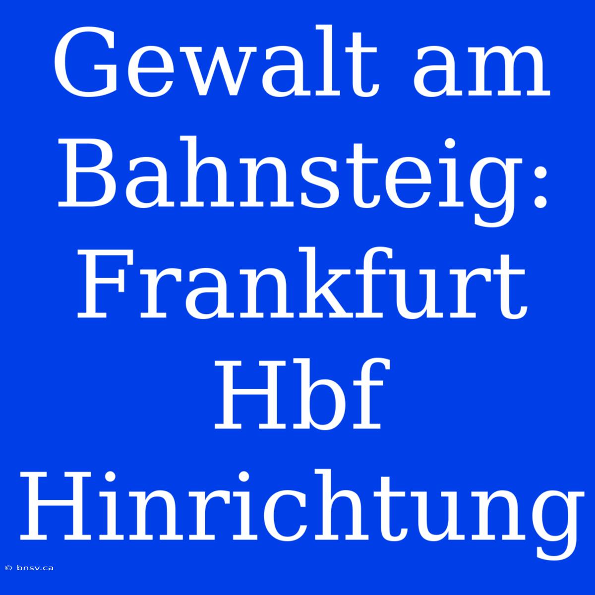 Gewalt Am Bahnsteig: Frankfurt Hbf Hinrichtung