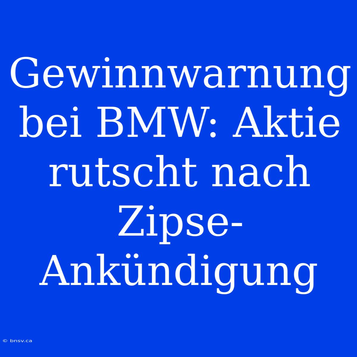 Gewinnwarnung Bei BMW: Aktie Rutscht Nach Zipse-Ankündigung