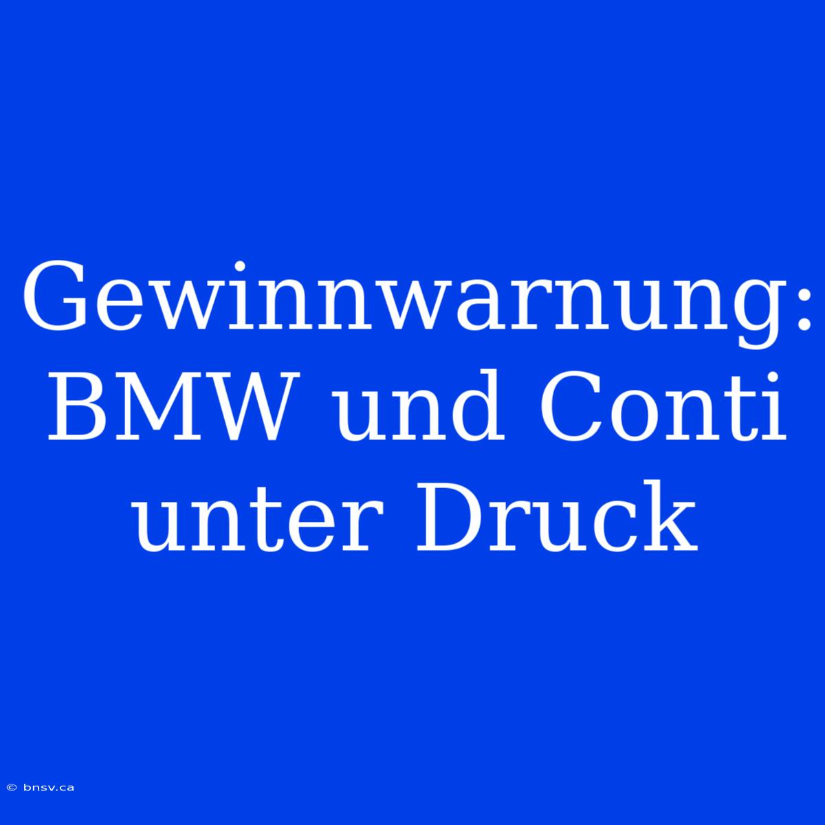 Gewinnwarnung: BMW Und Conti Unter Druck