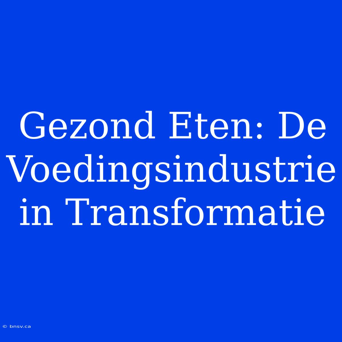 Gezond Eten: De Voedingsindustrie In Transformatie