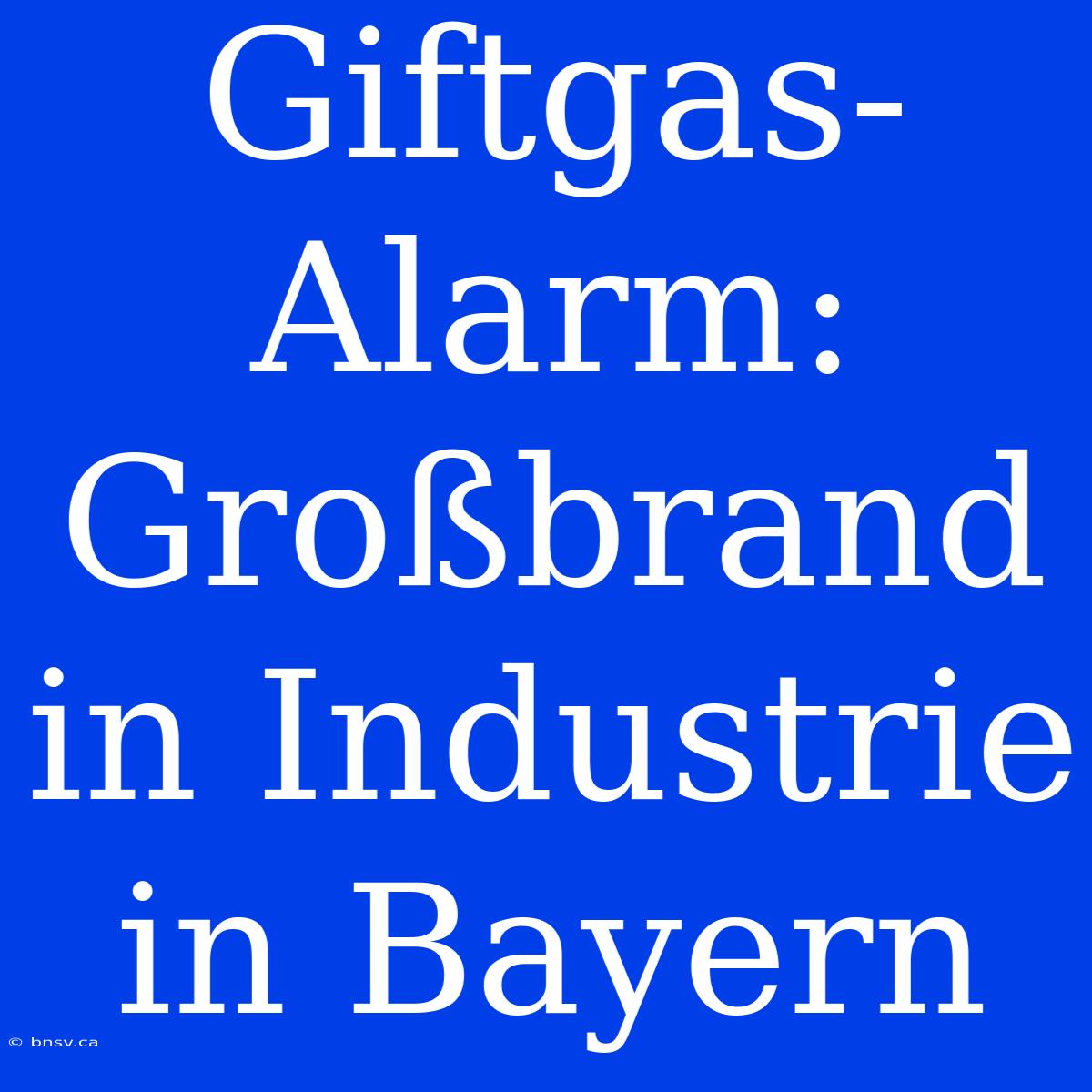 Giftgas-Alarm: Großbrand In Industrie In Bayern