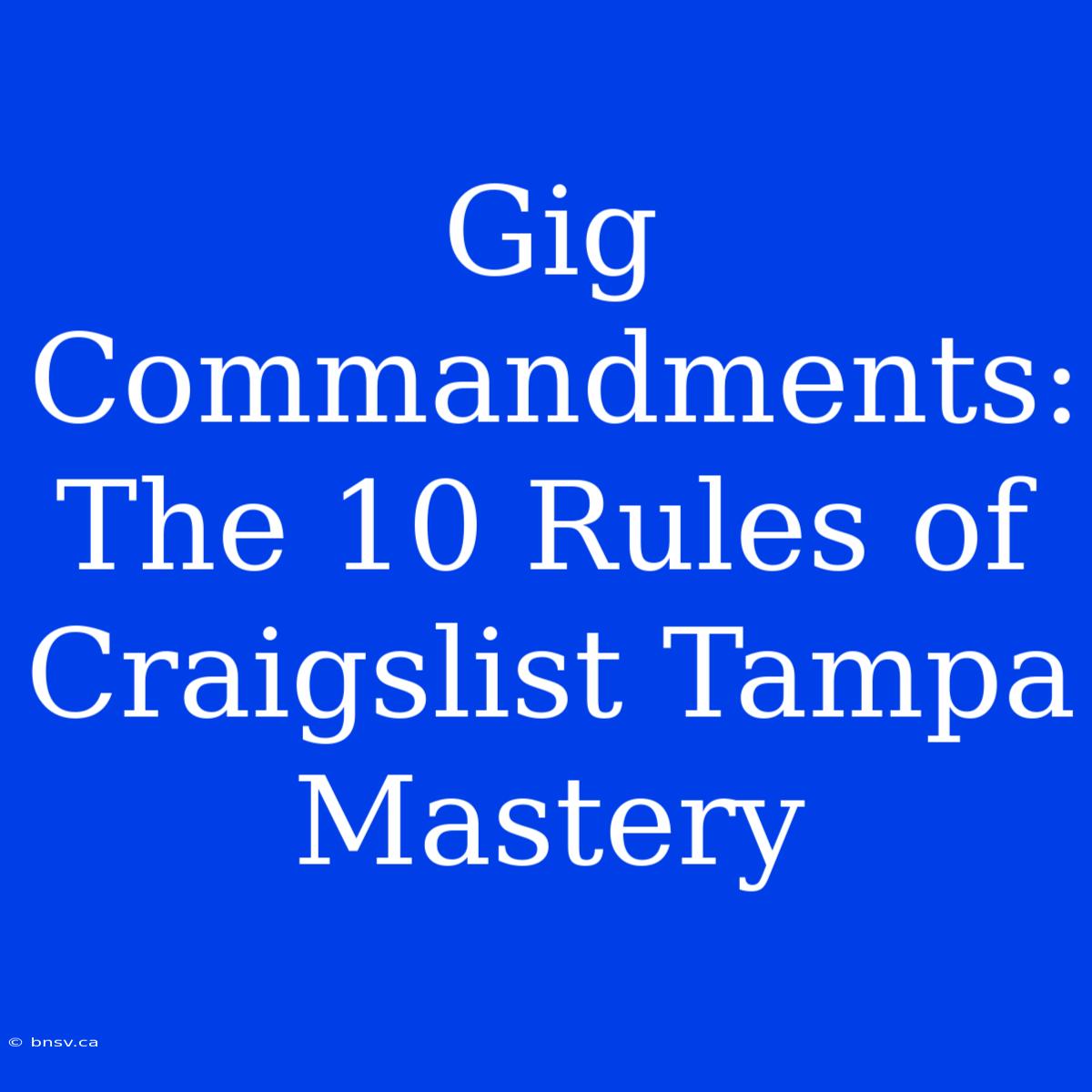 Gig Commandments: The 10 Rules Of Craigslist Tampa Mastery