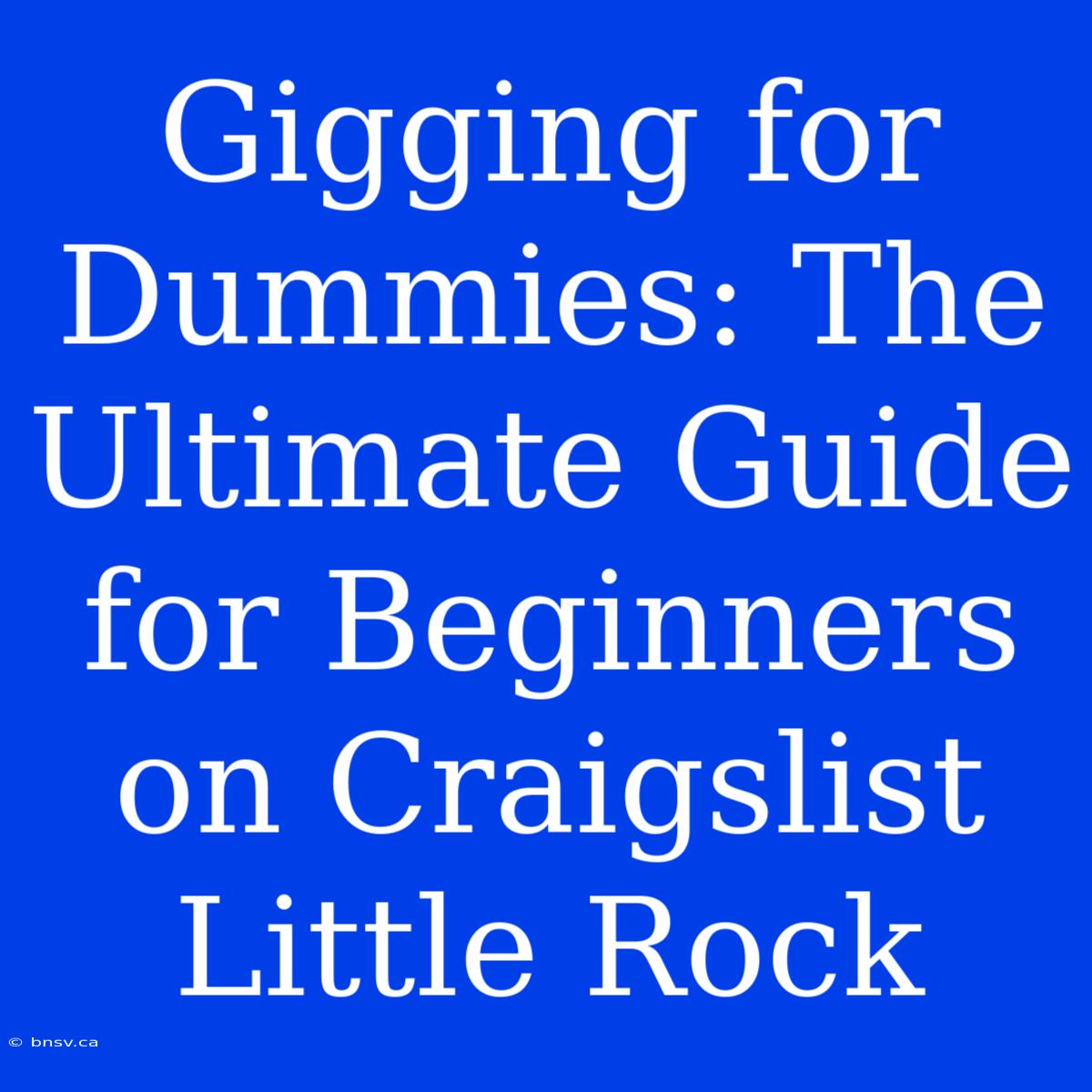 Gigging For Dummies: The Ultimate Guide For Beginners On Craigslist Little Rock