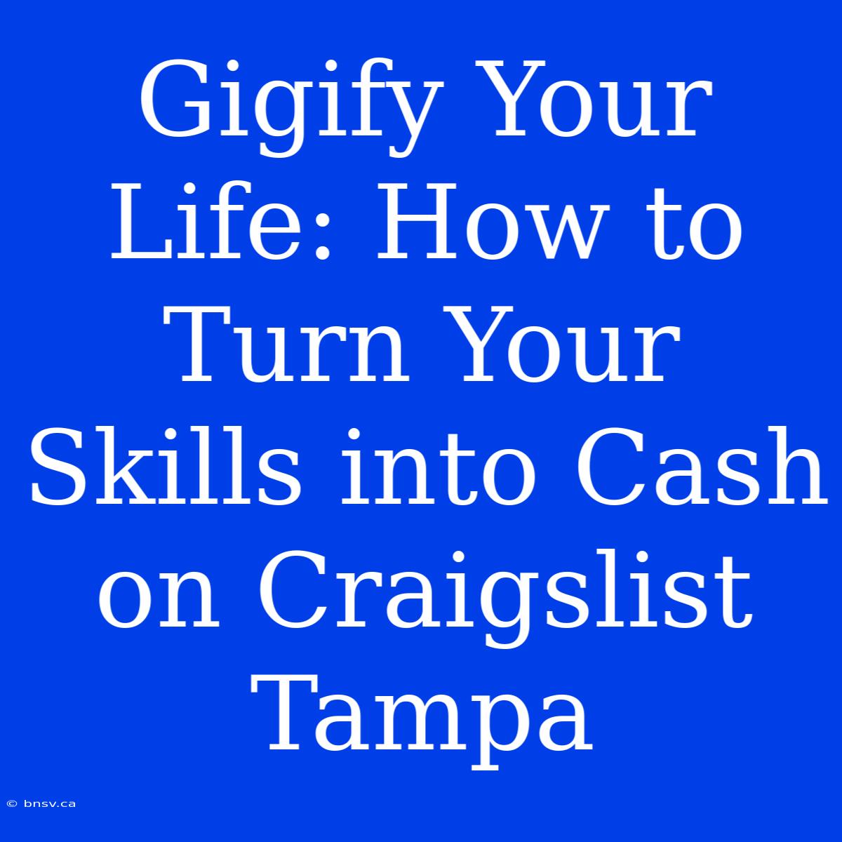 Gigify Your Life: How To Turn Your Skills Into Cash On Craigslist Tampa