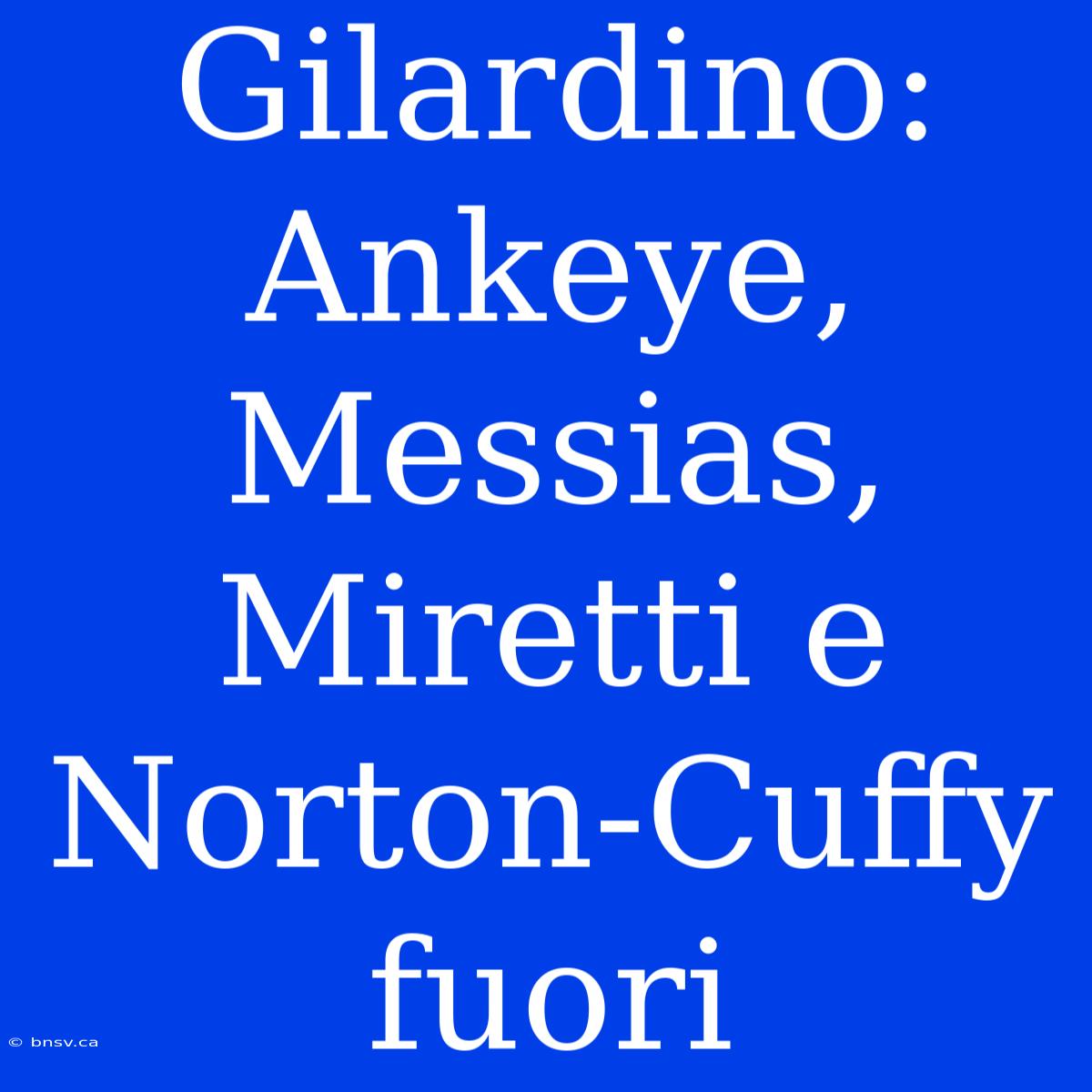 Gilardino: Ankeye, Messias, Miretti E Norton-Cuffy Fuori