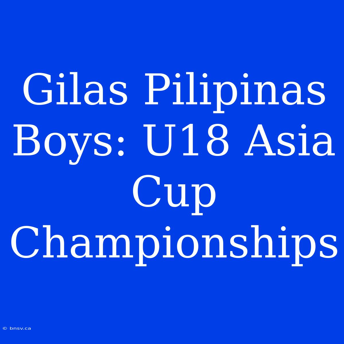 Gilas Pilipinas Boys: U18 Asia Cup Championships