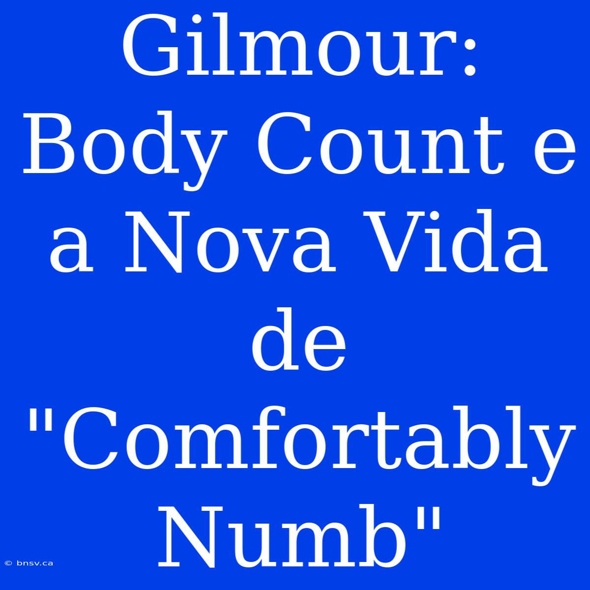 Gilmour: Body Count E A Nova Vida De 