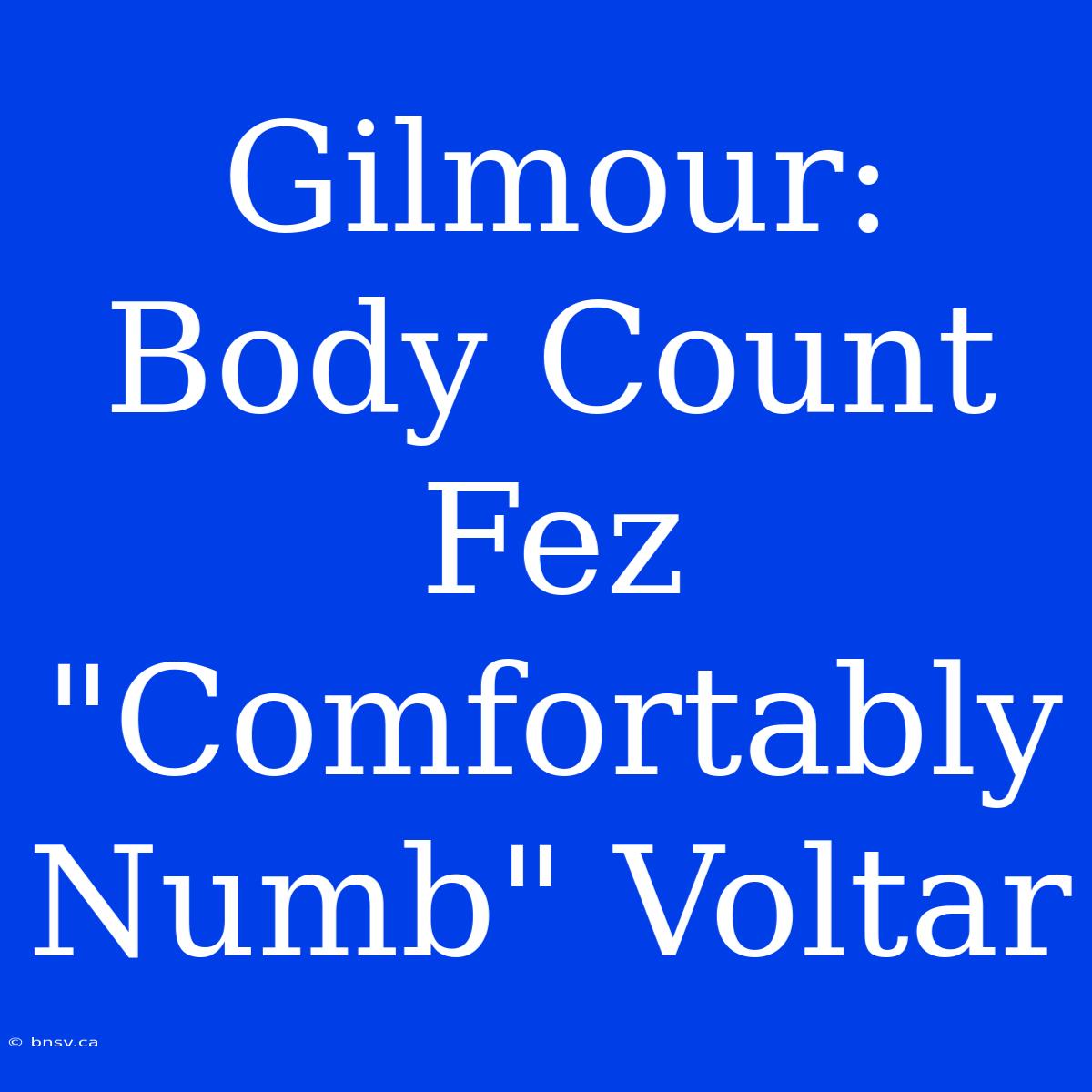 Gilmour: Body Count Fez 