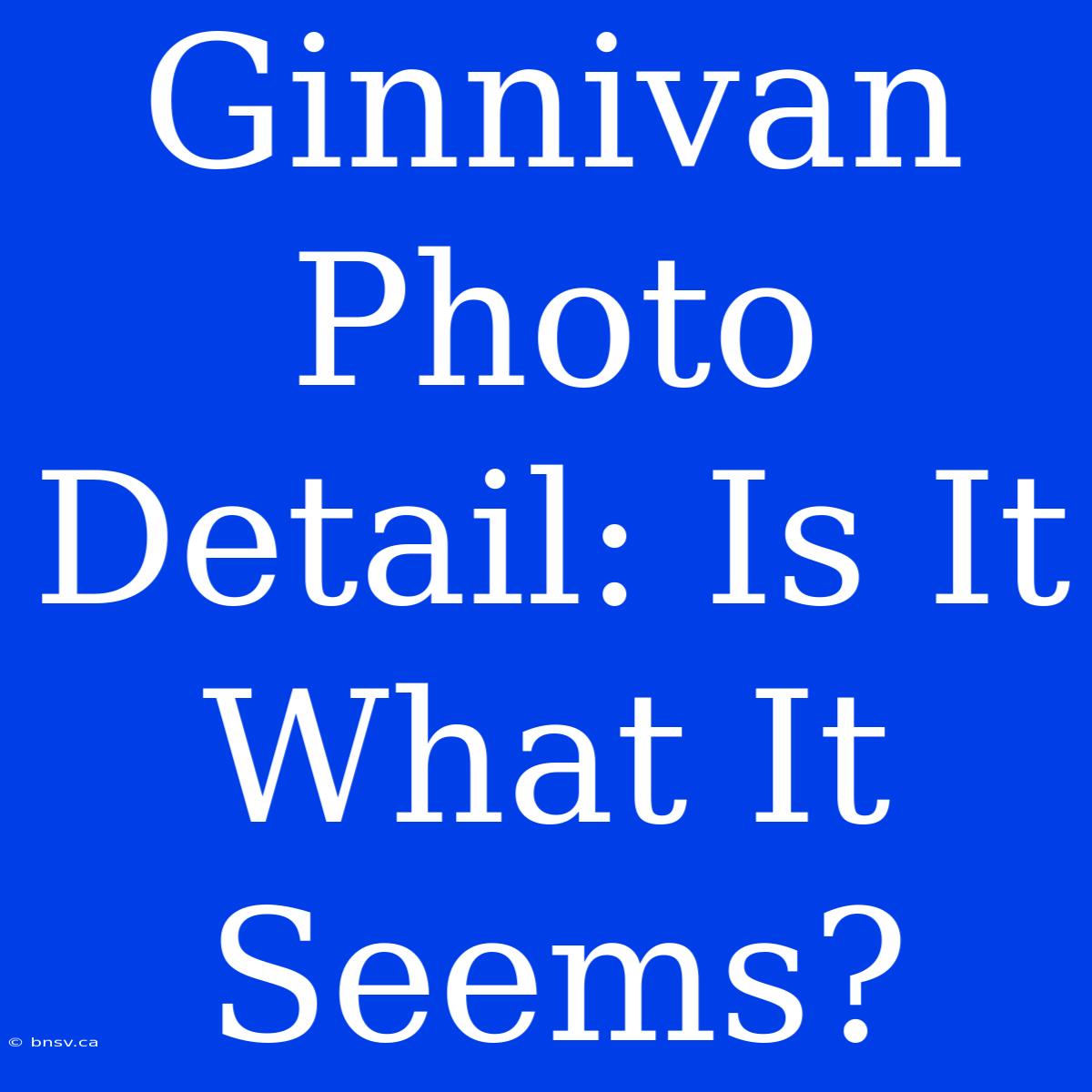 Ginnivan Photo Detail: Is It What It Seems?