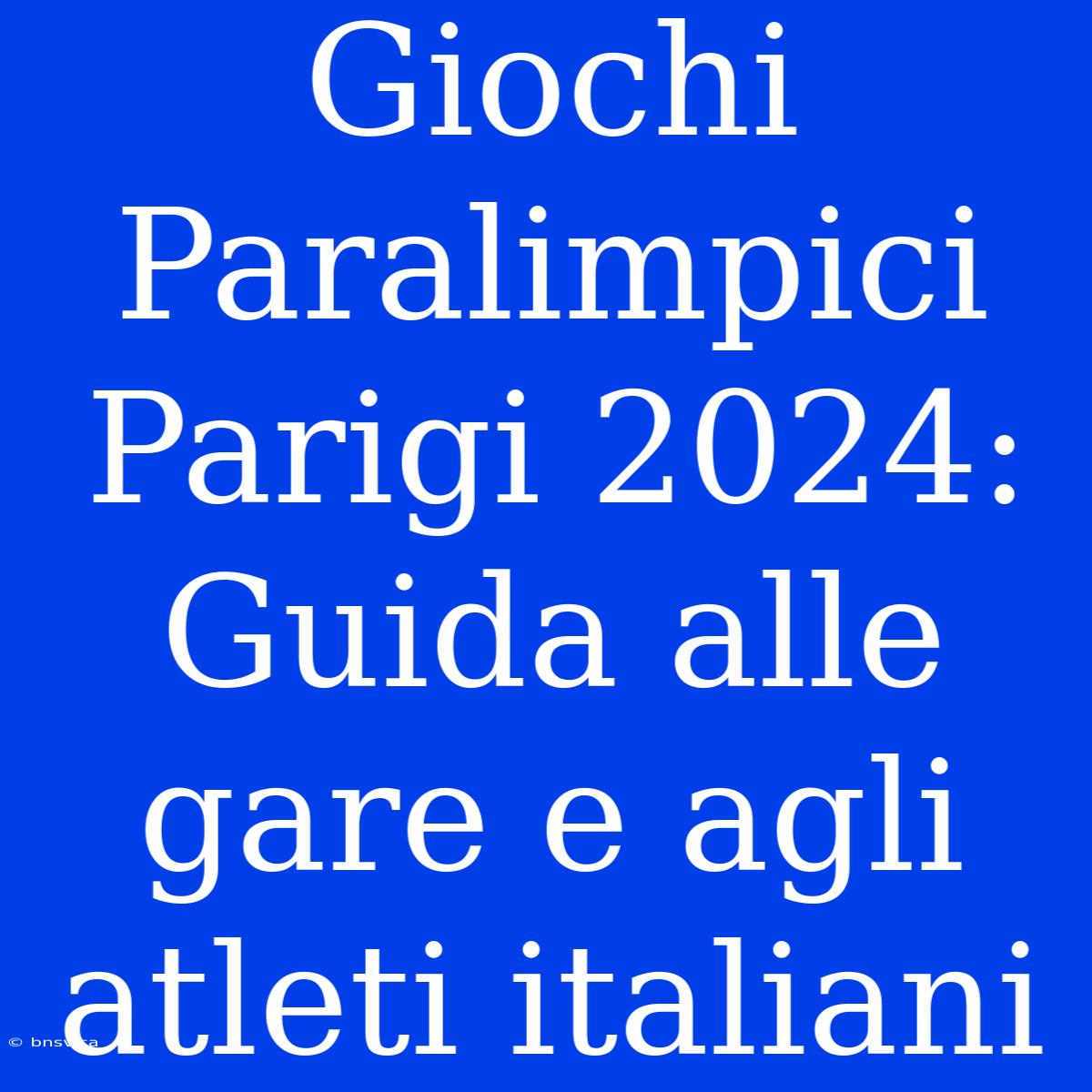 Giochi Paralimpici Parigi 2024: Guida Alle Gare E Agli Atleti Italiani