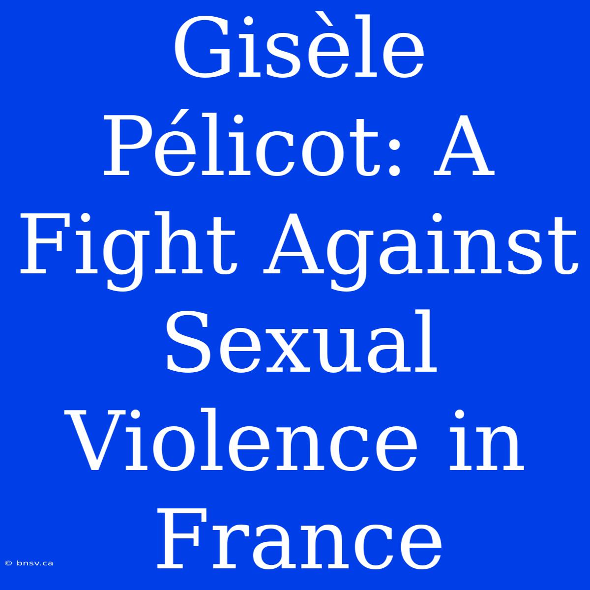 Gisèle Pélicot: A Fight Against Sexual Violence In France