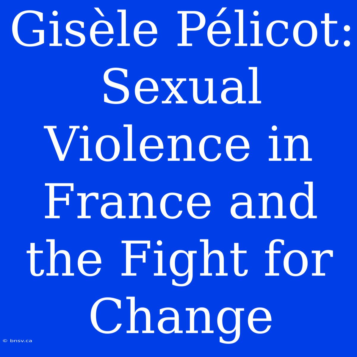 Gisèle Pélicot: Sexual Violence In France And The Fight For Change