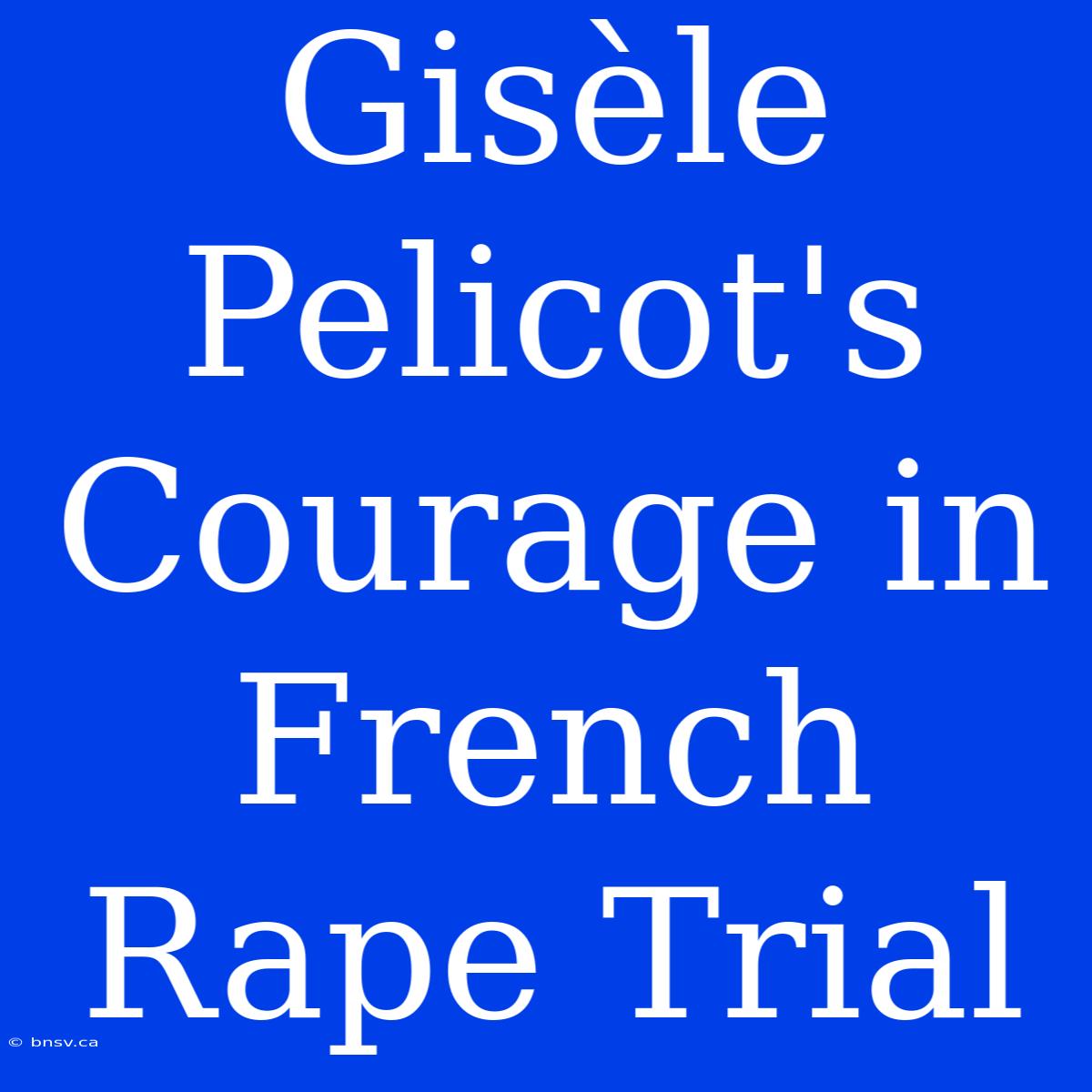 Gisèle Pelicot's Courage In French Rape Trial