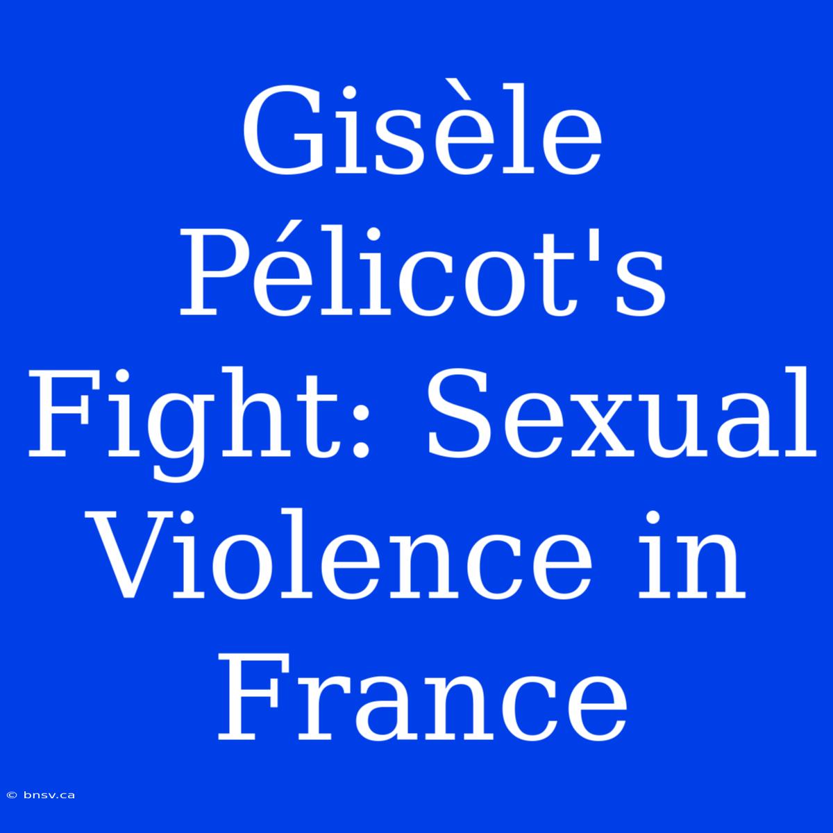 Gisèle Pélicot's Fight: Sexual Violence In France