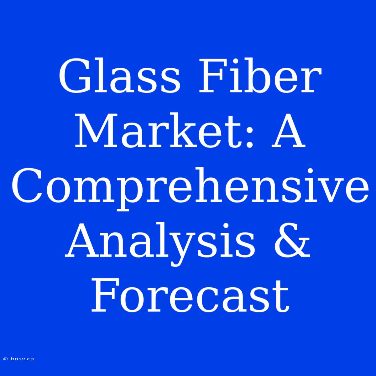 Glass Fiber Market: A Comprehensive Analysis & Forecast