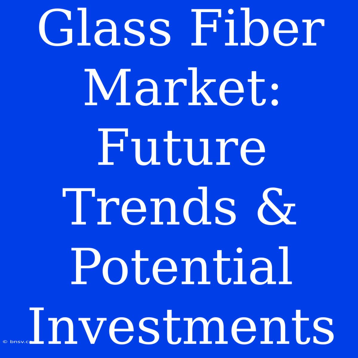 Glass Fiber Market:  Future Trends & Potential Investments