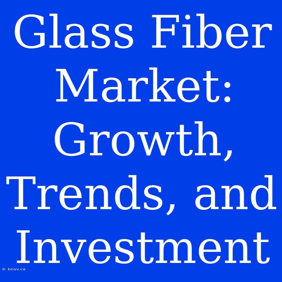 Glass Fiber Market: Growth, Trends, And Investment