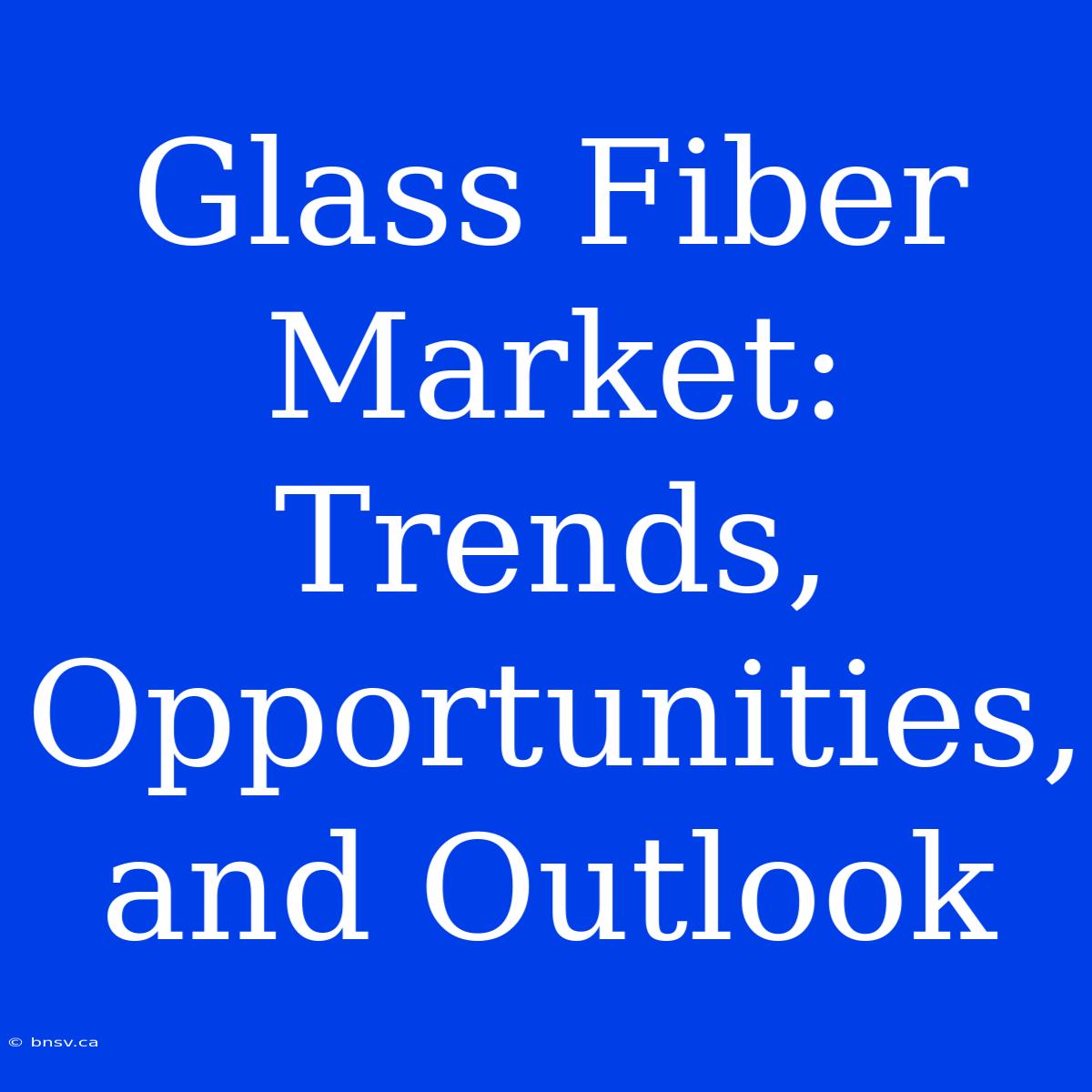 Glass Fiber Market: Trends, Opportunities, And Outlook