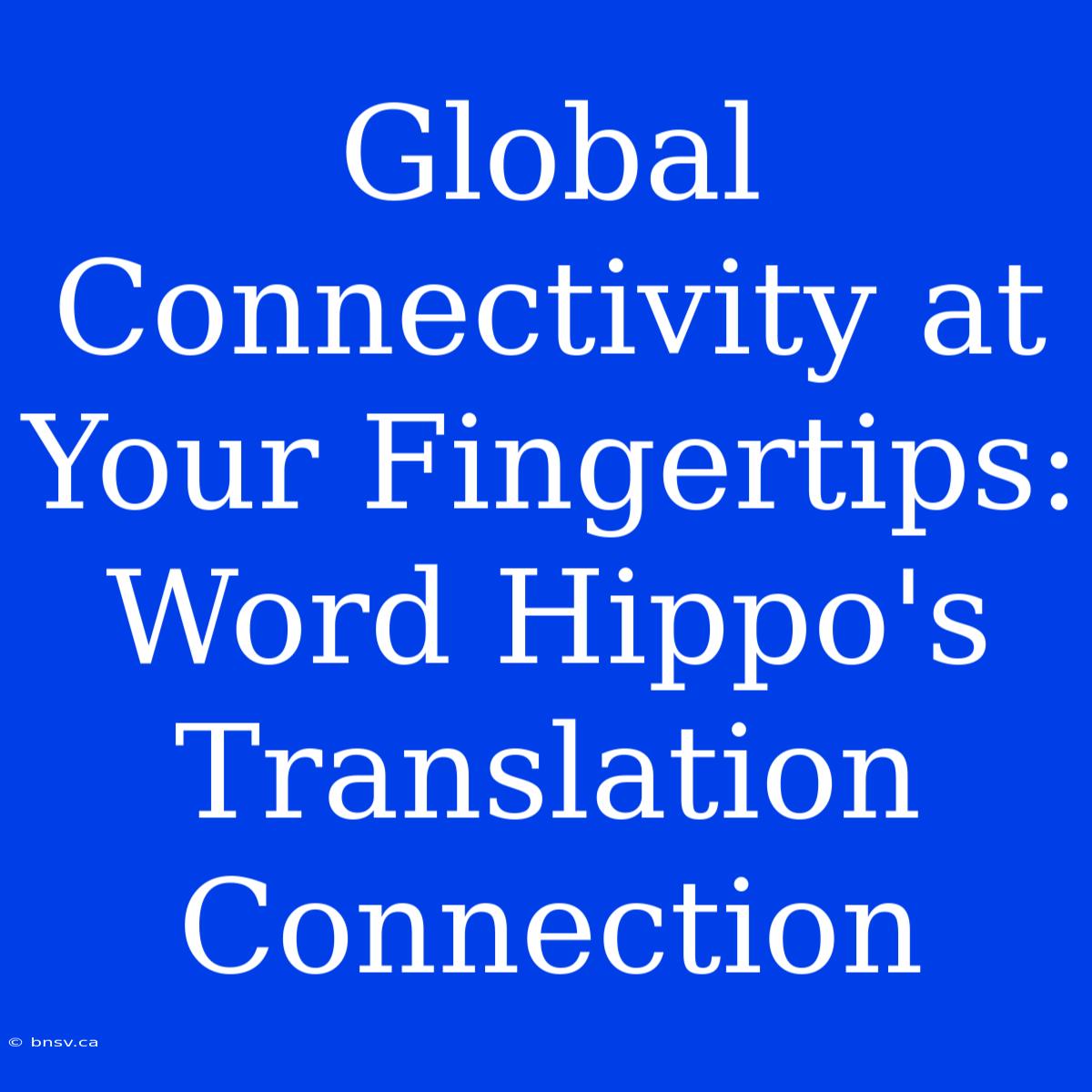 Global Connectivity At Your Fingertips: Word Hippo's Translation Connection