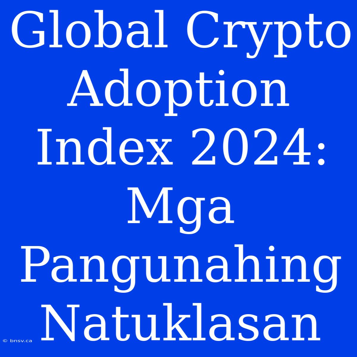 Global Crypto Adoption Index 2024: Mga Pangunahing Natuklasan