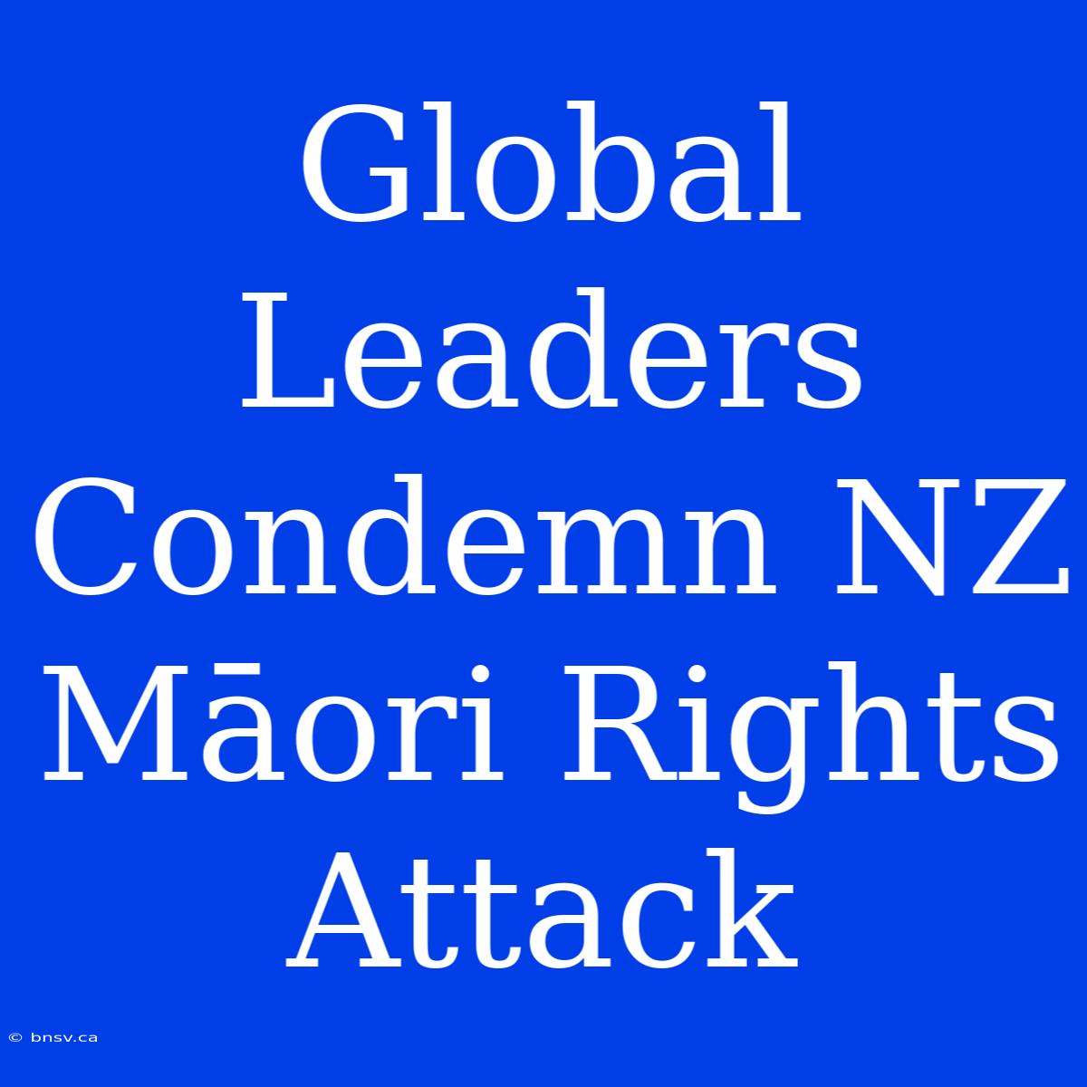 Global Leaders Condemn NZ Māori Rights Attack