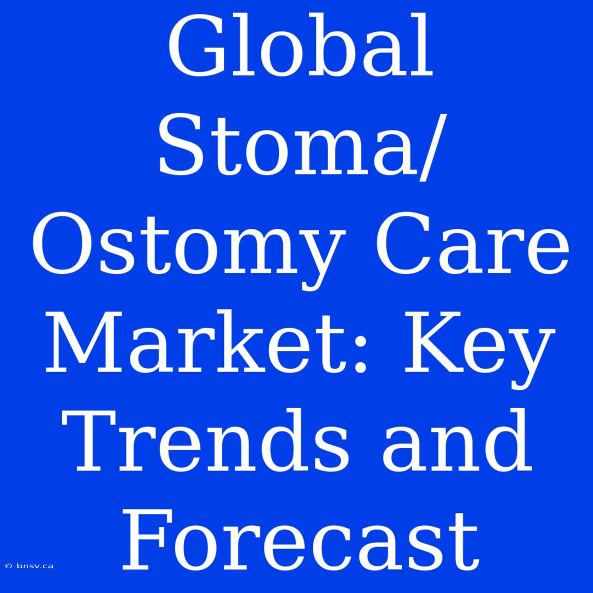 Global Stoma/Ostomy Care Market: Key Trends And Forecast