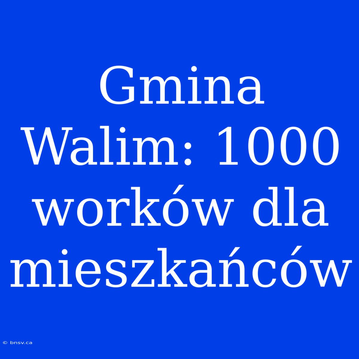 Gmina Walim: 1000 Worków Dla Mieszkańców