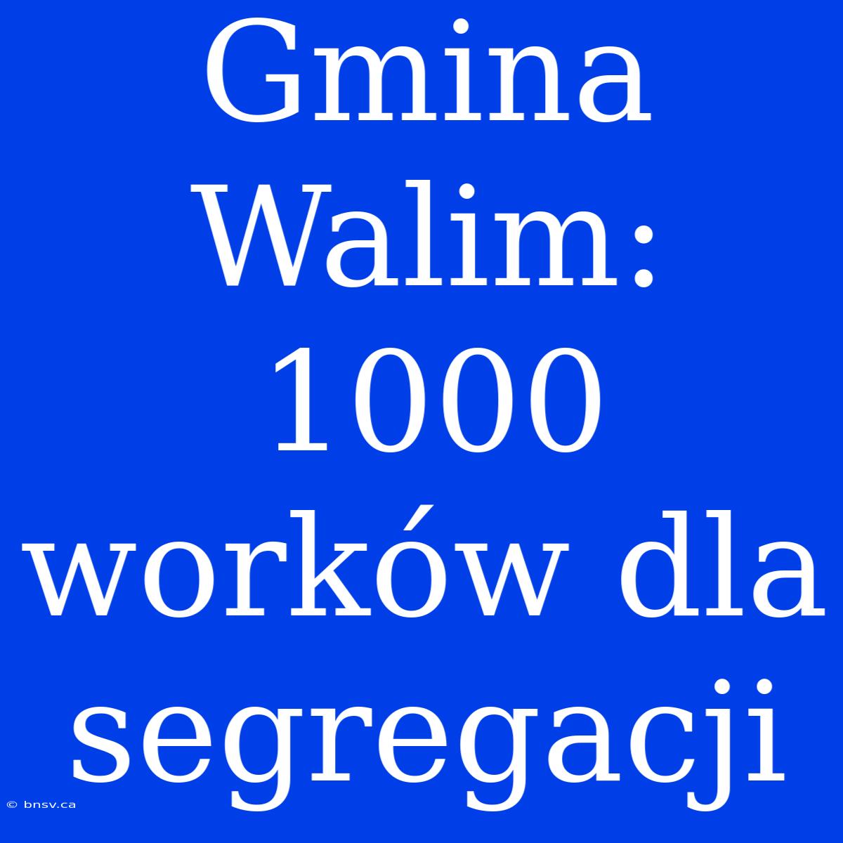 Gmina Walim: 1000 Worków Dla Segregacji