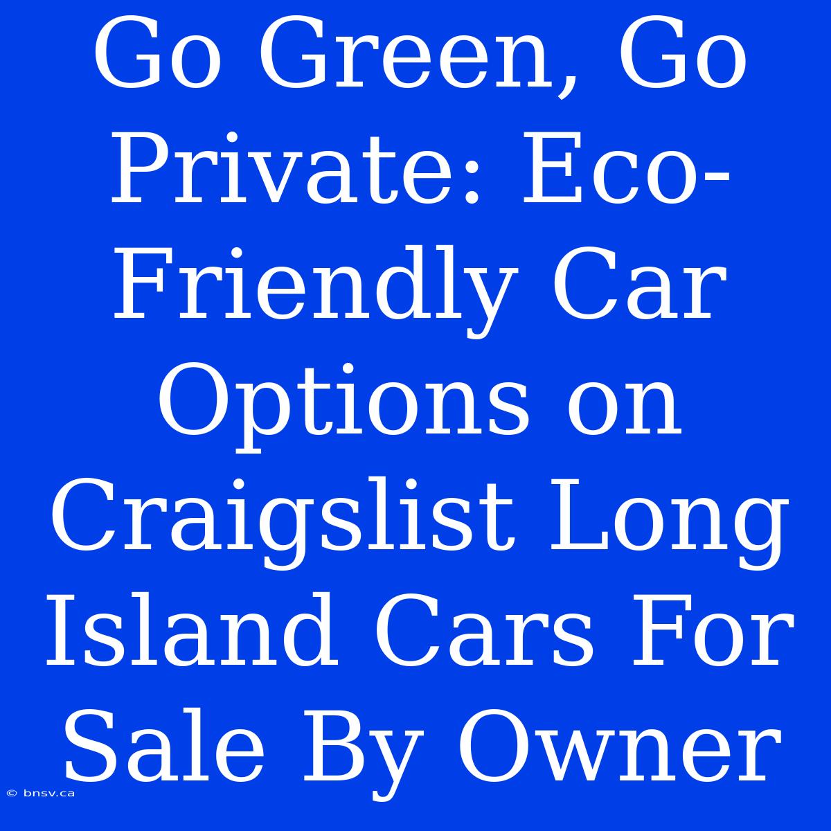 Go Green, Go Private: Eco-Friendly Car Options On Craigslist Long Island Cars For Sale By Owner