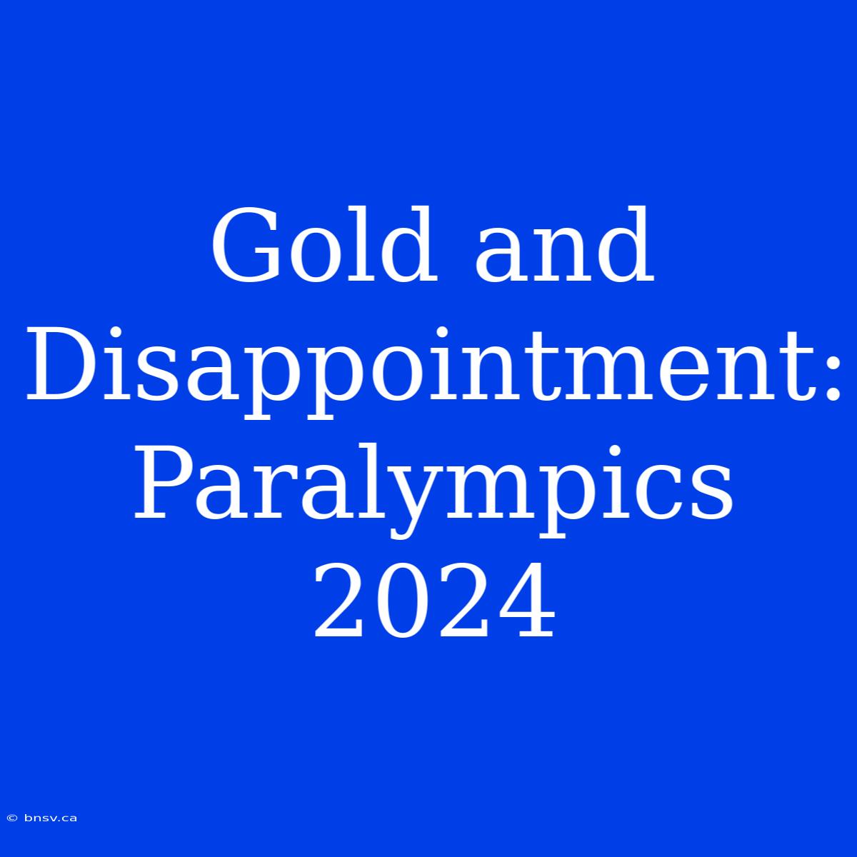 Gold And Disappointment:  Paralympics 2024