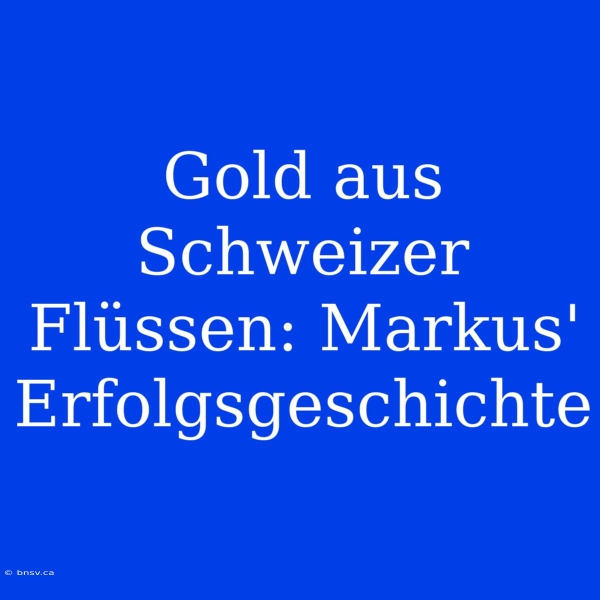 Gold Aus Schweizer Flüssen: Markus' Erfolgsgeschichte