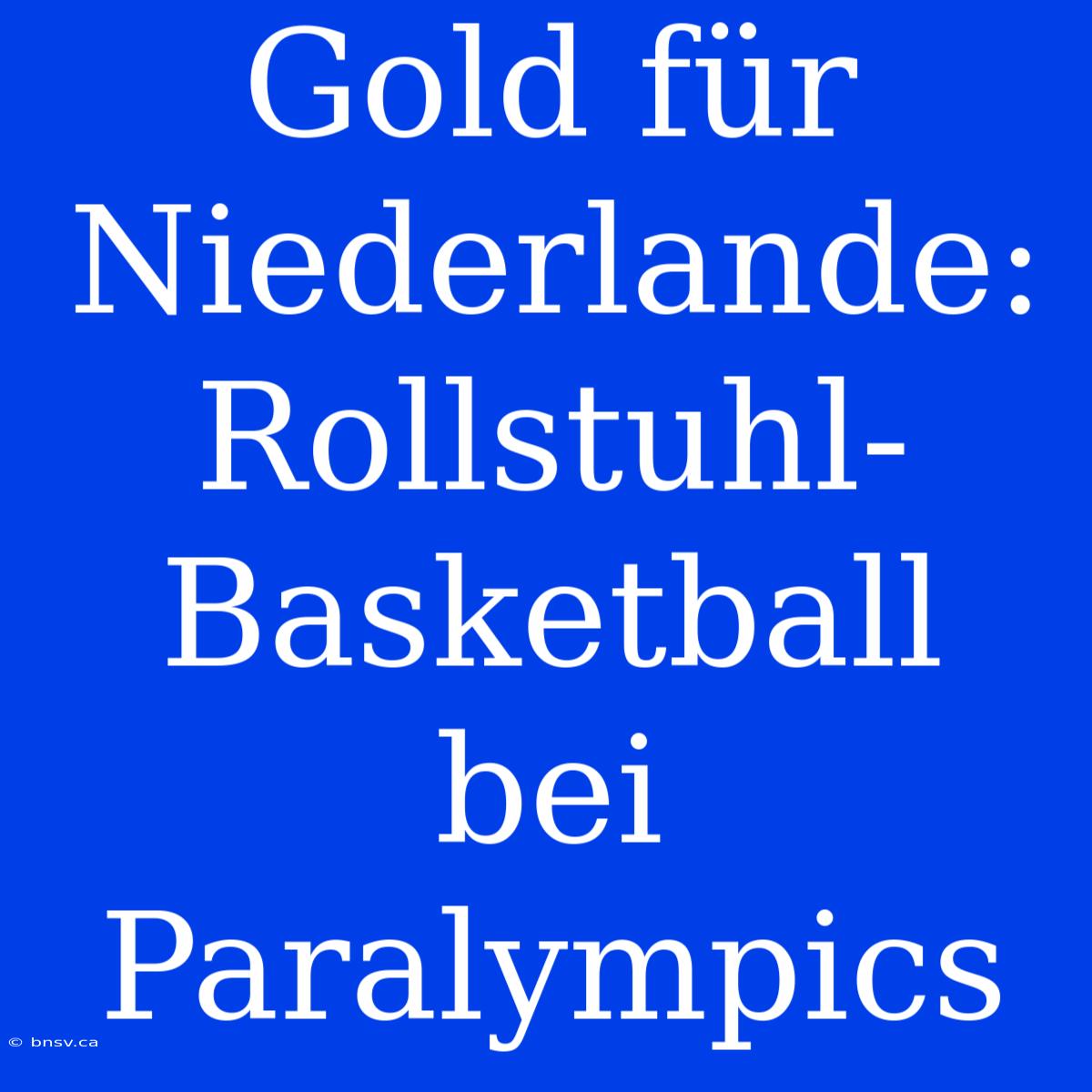 Gold Für Niederlande: Rollstuhl-Basketball Bei Paralympics