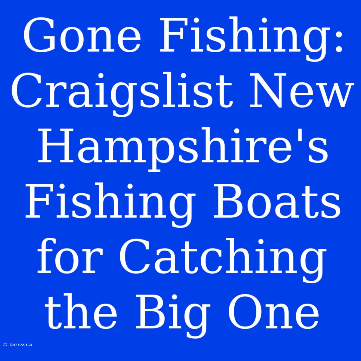 Gone Fishing: Craigslist New Hampshire's Fishing Boats For Catching The Big One