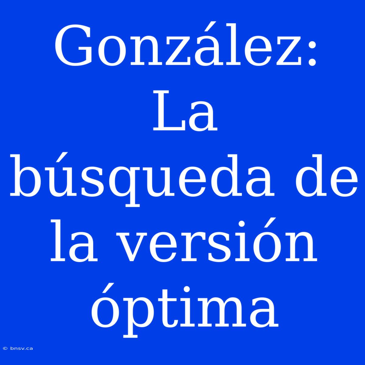 González: La Búsqueda De La Versión Óptima