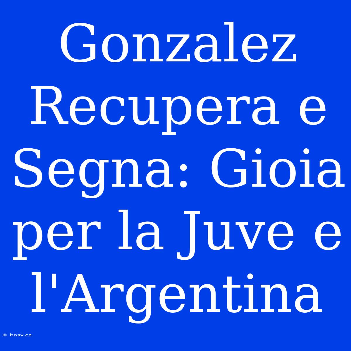 Gonzalez Recupera E Segna: Gioia Per La Juve E L'Argentina