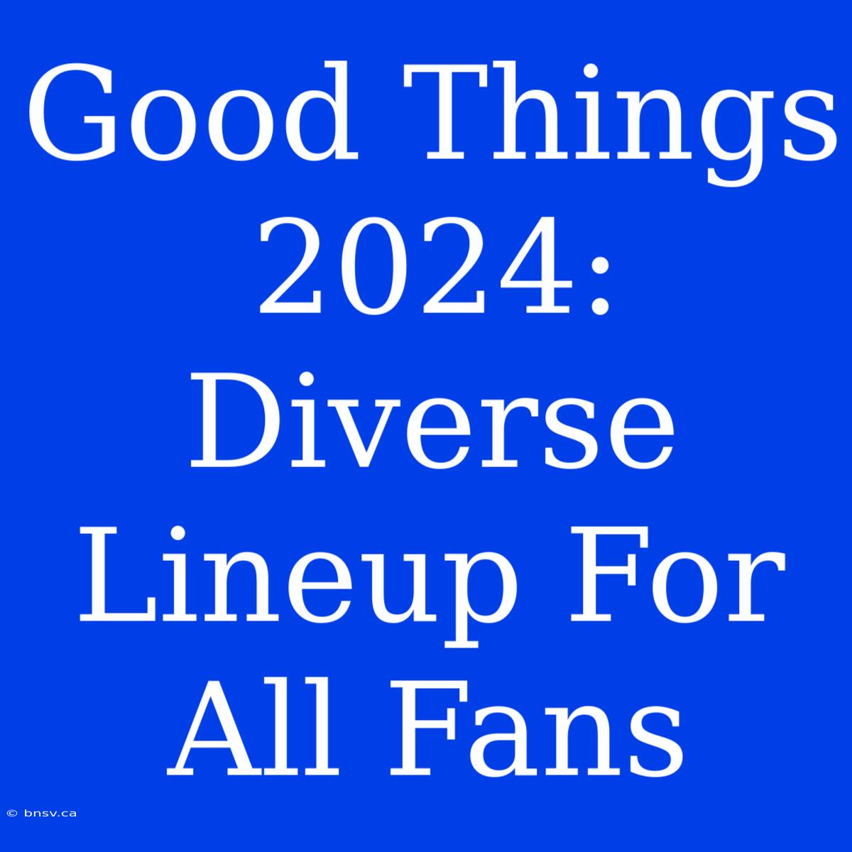 Good Things 2024: Diverse Lineup For All Fans