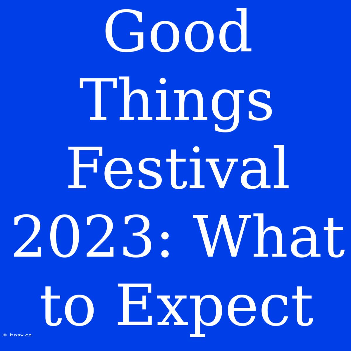 Good Things Festival 2023: What To Expect