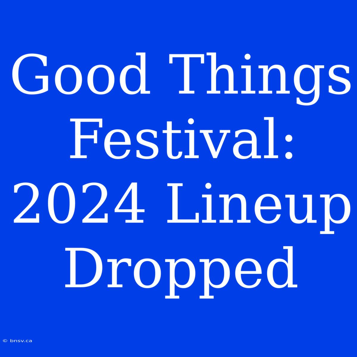 Good Things Festival: 2024 Lineup Dropped