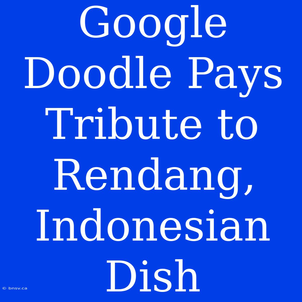 Google Doodle Pays Tribute To Rendang, Indonesian Dish