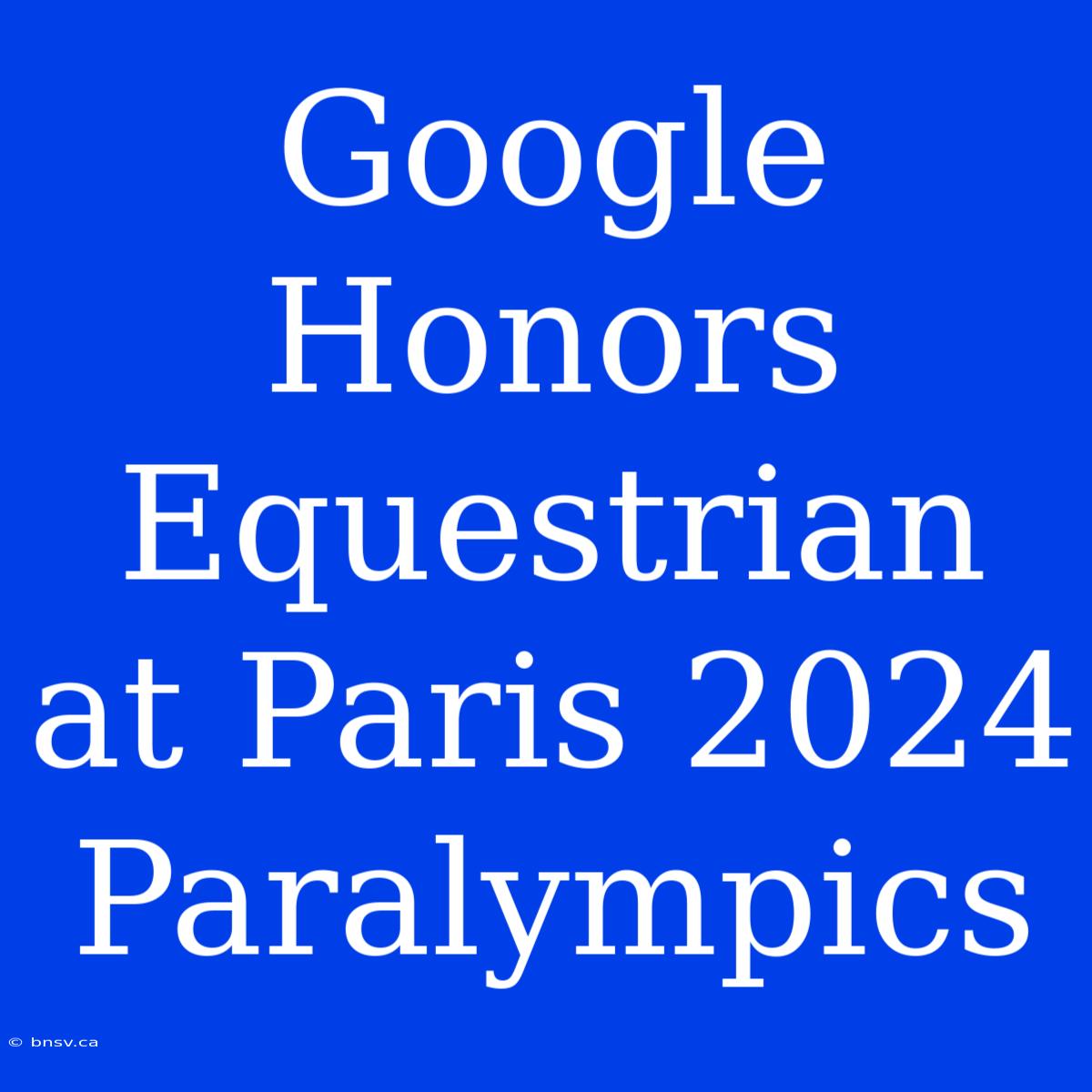 Google Honors Equestrian At Paris 2024 Paralympics