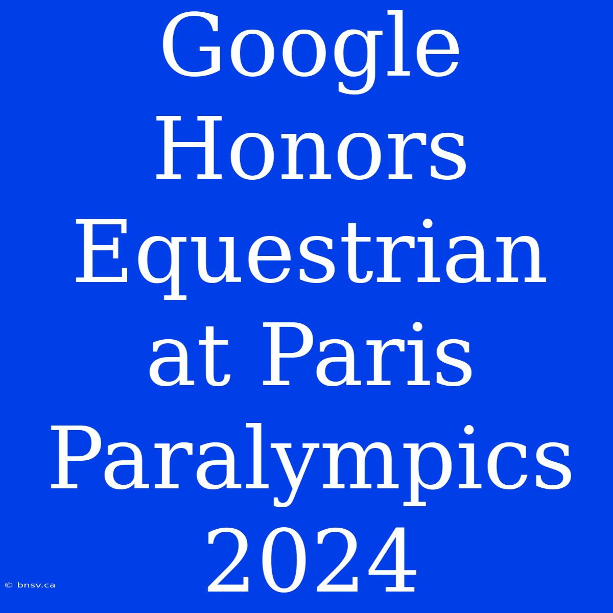 Google Honors Equestrian At Paris Paralympics 2024