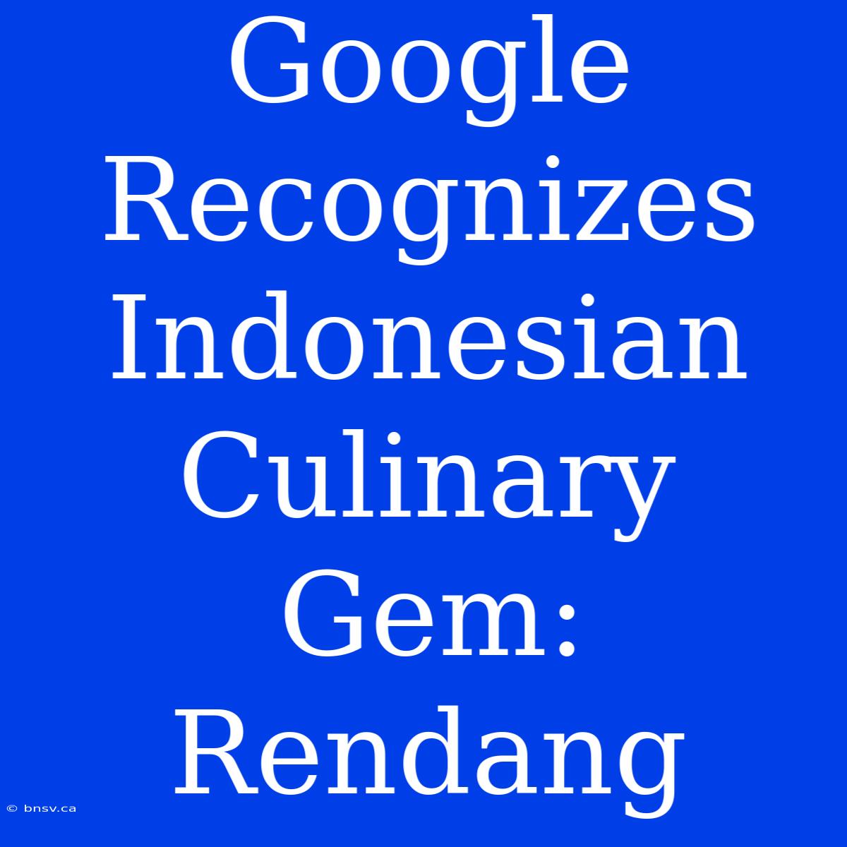 Google Recognizes Indonesian Culinary Gem: Rendang