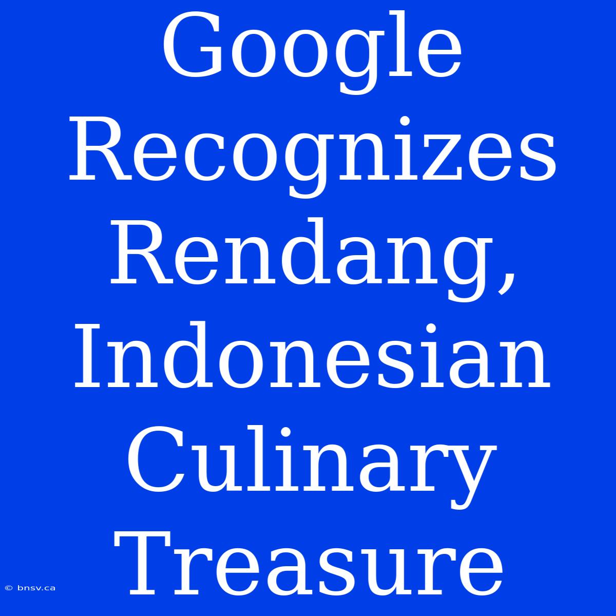 Google Recognizes Rendang, Indonesian Culinary Treasure